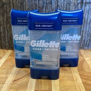 GILLETTE | Mens |Clear & Dri-Tech |Gel| AntiPerspirant|Anti-White |Cool Wave | 3